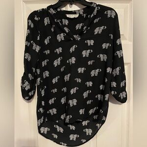 Pink Rose Black and White Sleeve Blouse Size XS